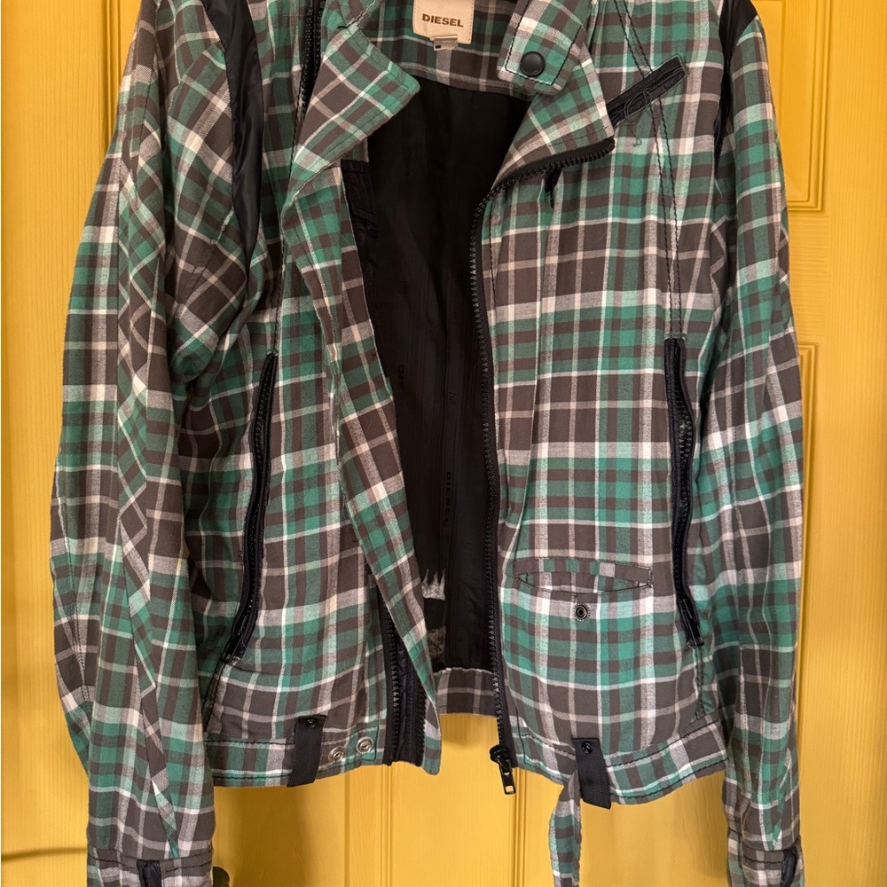 Diesel Plaid Jacket in Green and Gray
